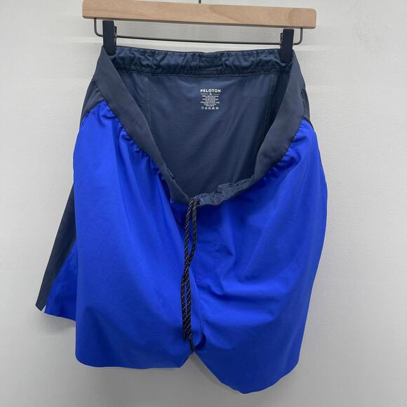 Peloton Blue/Navy Brief Lined Shorts Mens XL 5” Length Drawstring w/Pockets - Picture 4 of 5